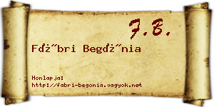 Fábri Begónia névjegykártya